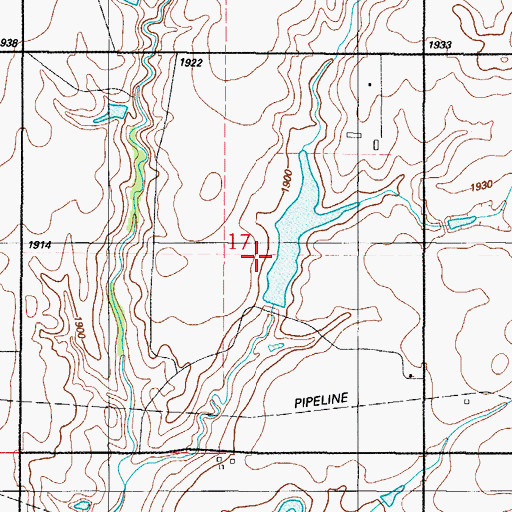 Topographic Map of Hickey Dam, OK
