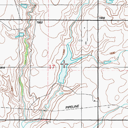Topographic Map of Hickey Reservoir, OK