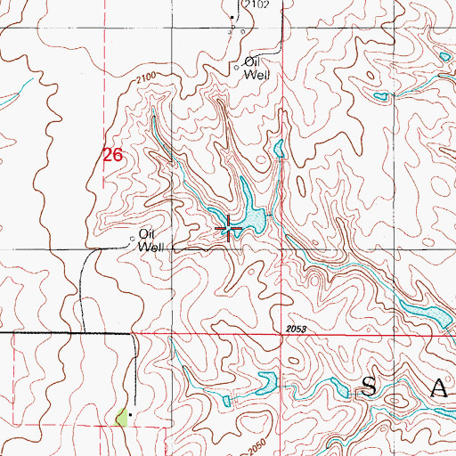 Topographic Map of Shotwell Number 2 Reservoir, OK