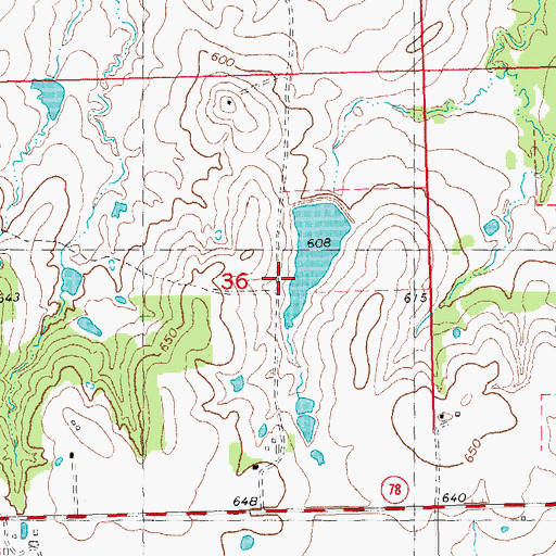 Topographic Map of Oknoname 013013 Dam, OK