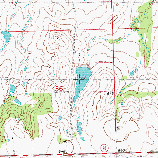 Topographic Map of Oknoname 013013 Reservoir, OK