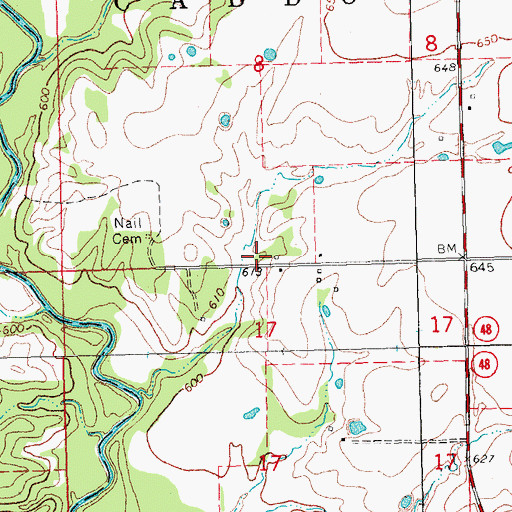 Topographic Map of Oknoname 013015 Dam, OK
