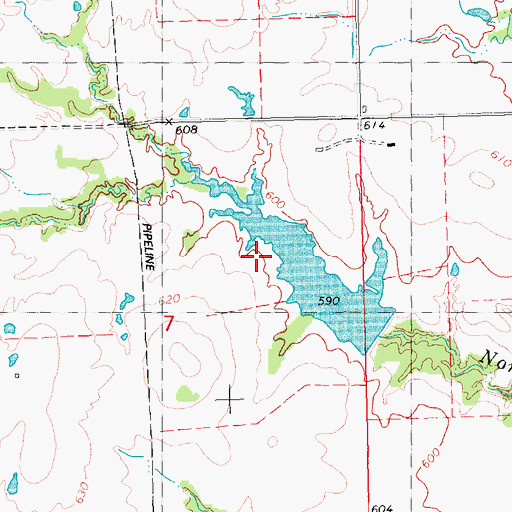 Topographic Map of Oknoname 013019 Dam, OK
