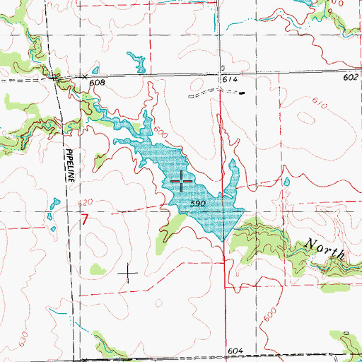 Topographic Map of Oknoname 013019 Reservoir, OK