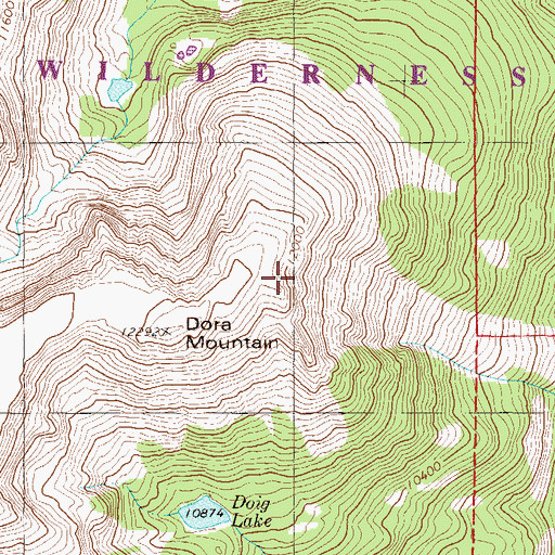 Topographic Map of Dora Mountain, CO