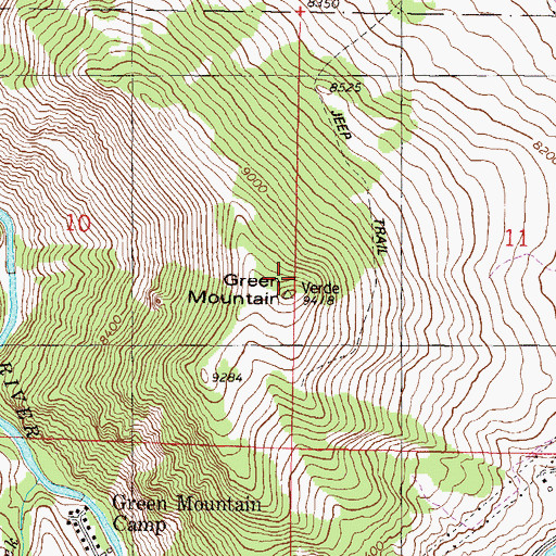Topographic Map of Green Mountain, CO