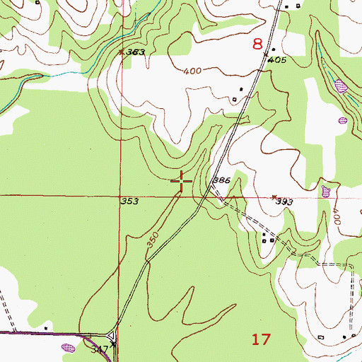 Topographic Map of Oknoname 089007 Dam, OK