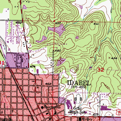 Topographic Map of Oknoname 089010 Reservoir, OK