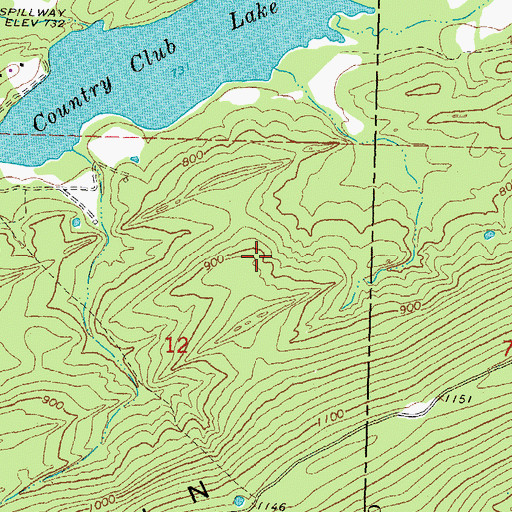 Topographic Map of Country Club Lake Dam, OK