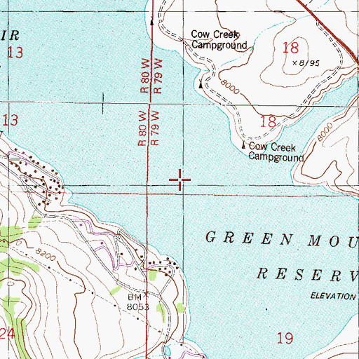 Topographic Map of Lakeside Hall, CO