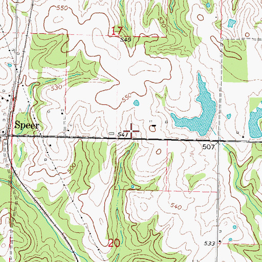 Topographic Map of Oknoname 023007 Reservoir, OK