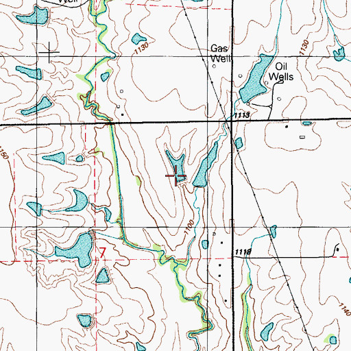 Topographic Map of Oknoname 137005 Dam, OK