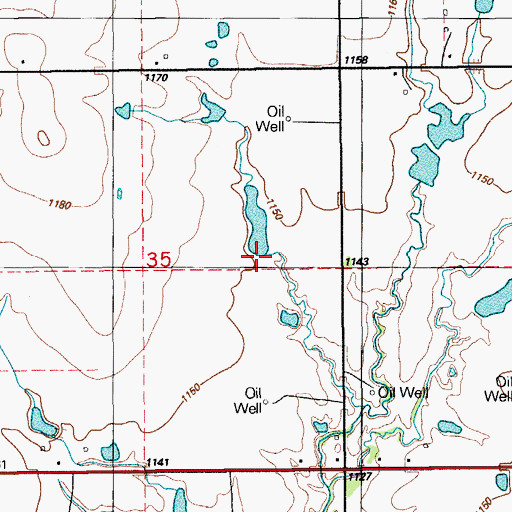 Topographic Map of Oknoname 137008 Dam, OK