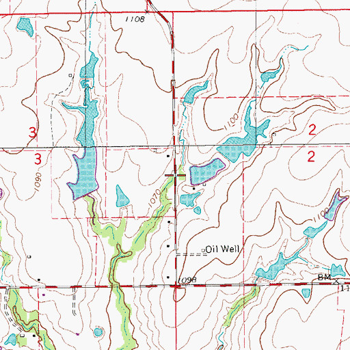 Topographic Map of Oknoname 137045 Dam, OK