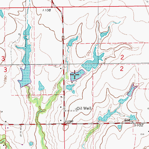 Topographic Map of Oknoname 137046 Reservoir, OK
