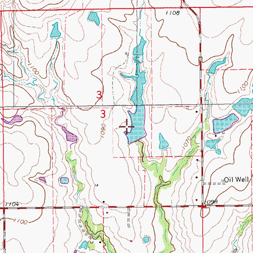 Topographic Map of Oknoname 137047 Dam, OK