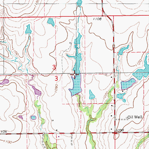 Topographic Map of Oknoname 137047 Reservoir, OK