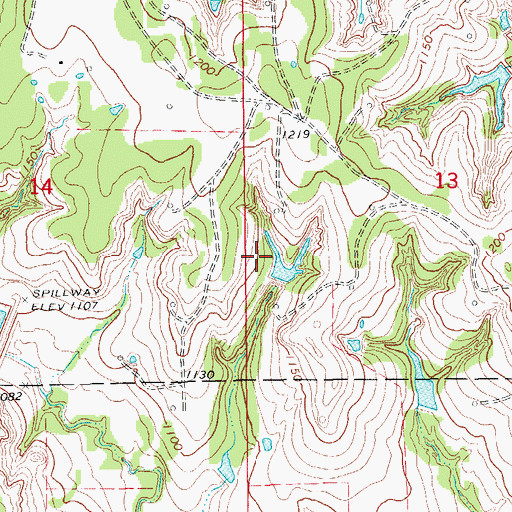 Topographic Map of Oknoname 137051 Reservoir, OK