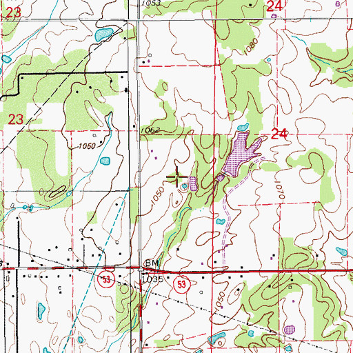 Topographic Map of Oknoname 137071 Dam, OK