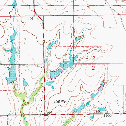 Topographic Map of Oknoname 137073 Dam, OK