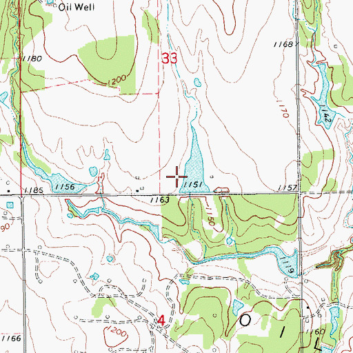 Topographic Map of Oknoname 137074 Reservoir, OK