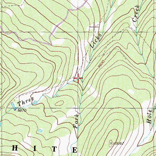 Topographic Map of East Fork Three Licks Creek, CO