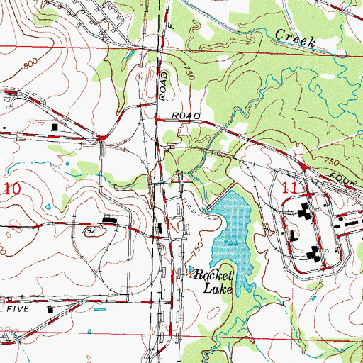 Topographic Map of Rocket Lake Dam, OK