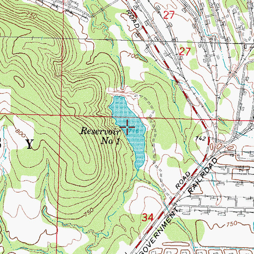 Topographic Map of Reservoir Number One, OK