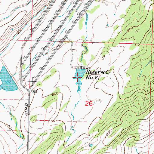 Topographic Map of Reservoir Number Two, OK