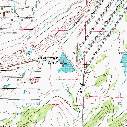 Topographic Map of Reservoir Number Three, OK