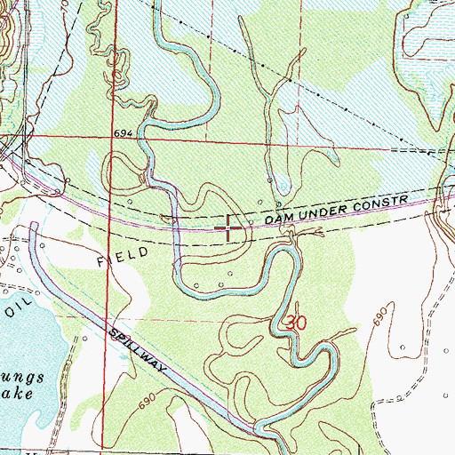 Topographic Map of Copan Lake Dam, OK