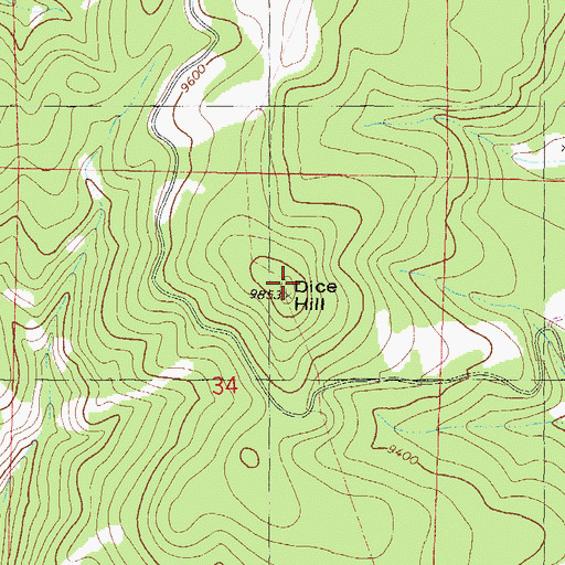 Topographic Map of Dice Hill, CO