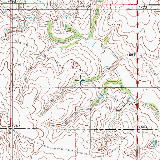 Topographic Map of Ronald Sewell Reservoir, OK