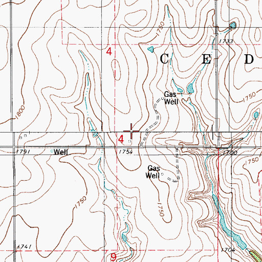 Topographic Map of John Eyster Reservoir, OK