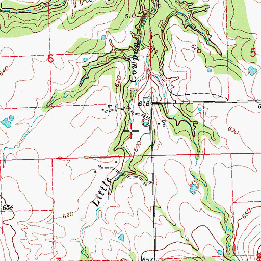Topographic Map of Lower Clear Boggy Site Number 38 Reservoir, OK