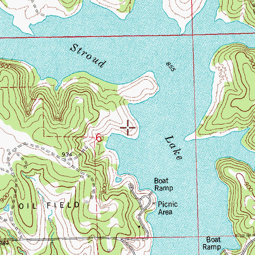 Topographic Map of Salt Camp Creek Site Number 6 Dam, OK