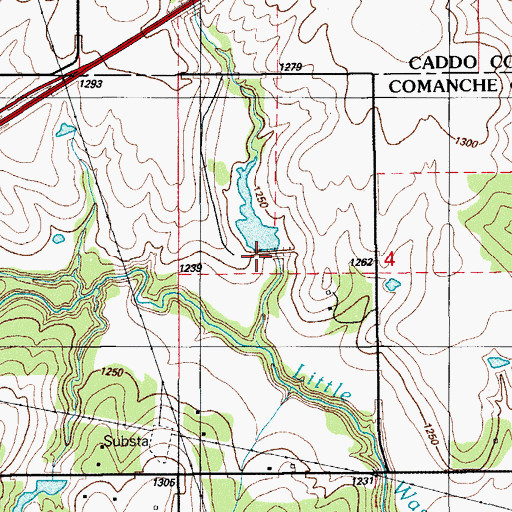 Topographic Map of Little Washita River Site 30 Dam, OK