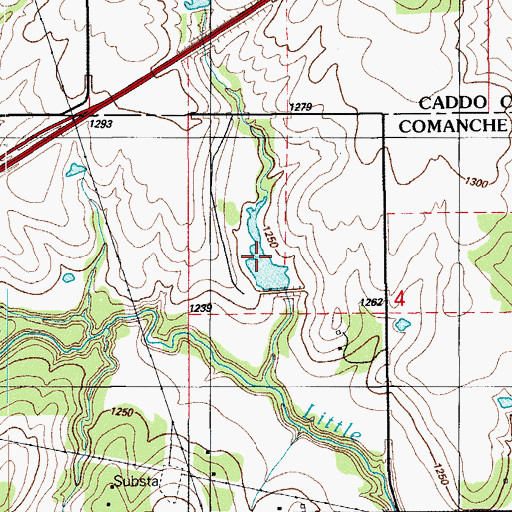 Topographic Map of Little Washita River Site 30 Reservoir, OK