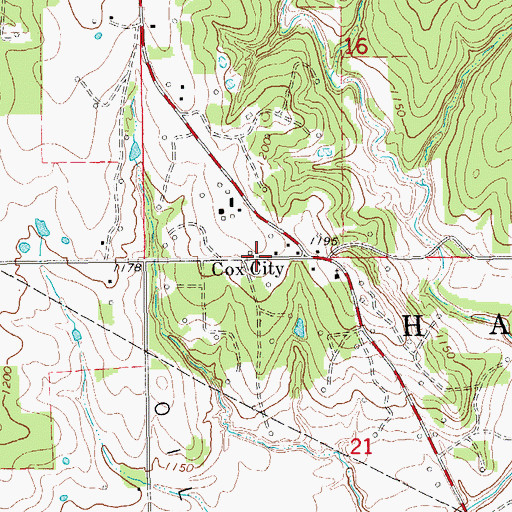 Topographic Map of Rush Creek Site Number 21 Dam, OK