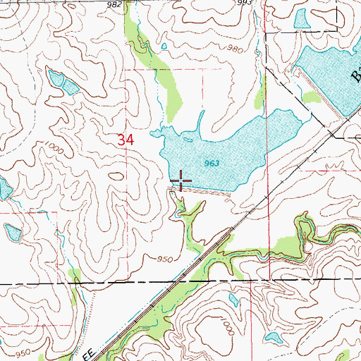 Topographic Map of Peavine Creek Site 5 Reservoir, OK