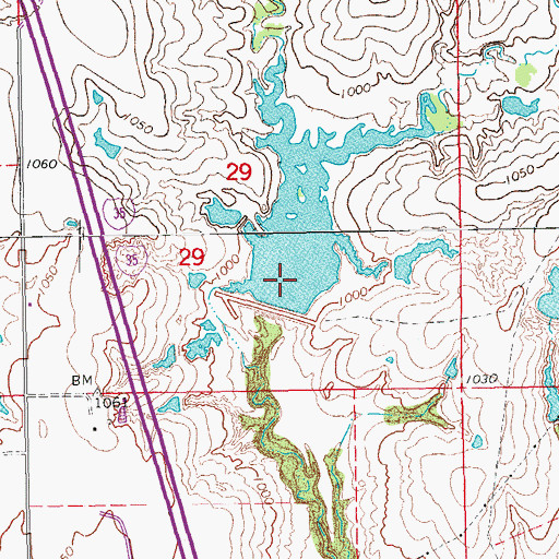 Topographic Map of Wayne Creek Site 1 Dam, OK