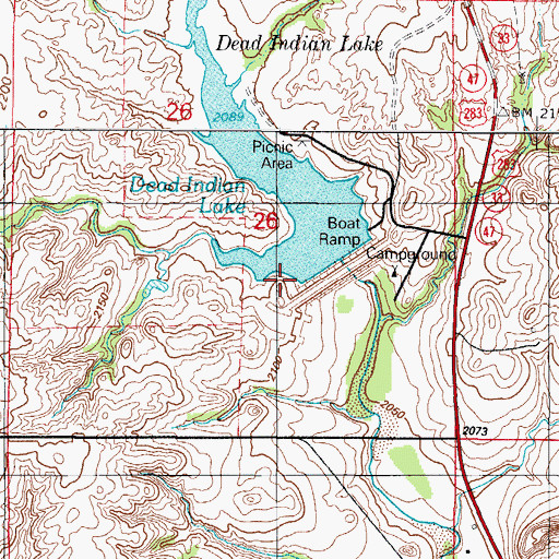 Topographic Map of Dead Indian-Wildhorse Site 4 Dam, OK