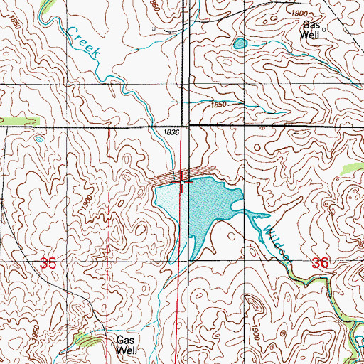 Topographic Map of Sandstone Creek Site 1 Dam, OK