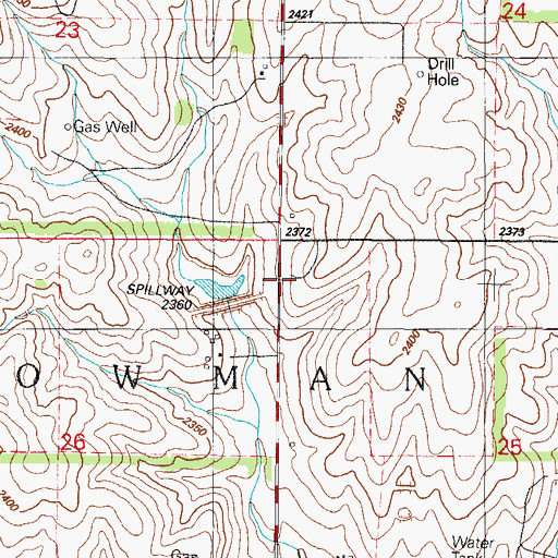 Topographic Map of Upper Washita River Site 50 Reservoir, OK