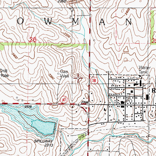 Topographic Map of Upper Washita River Site 49 Reservoir, OK