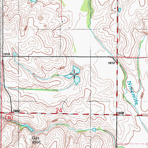 Topographic Map of Nine Mile Creek Site 8 Reservoir, OK