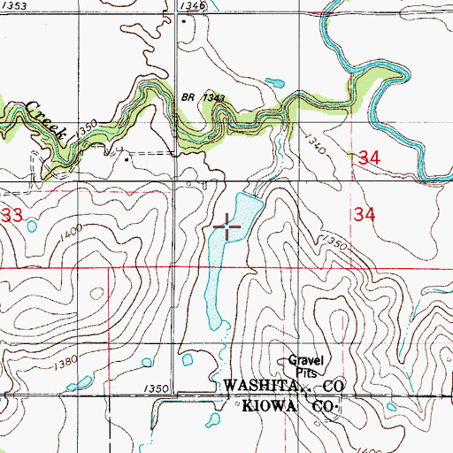 Topographic Map of Oak Creek Site 1 Reservoir, OK
