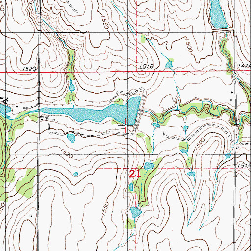 Topographic Map of Oak Creek Site 2 Dam, OK