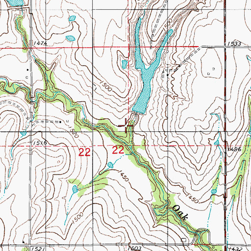 Topographic Map of Oak Creek Site 4 Dam, OK