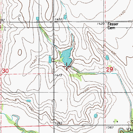Topographic Map of Oak Creek Site 7 Dam, OK